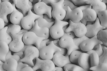 The background of the little cookies in the shape of a fish.