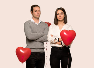 Couple in valentine day portrait over isolated background