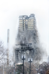 Building demolition by implosion