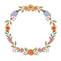 Fototapeta premium Hand painted Watercolor Floral Wreath Frame. Beautiful flowers illustration for wedding, baby shower, greeting card, invitation, birthday decor.