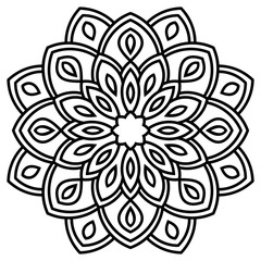 Outline Mandala. Ornamental round doodle flower isolated on white background. Geometric circle element. Vector illustration.