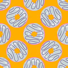 Seamless pattern with sweet donuts. Vector illustration.