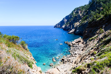 Fototapeta na wymiar Türkisblaues Meer an der Küste von Mallorca