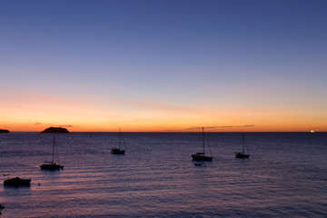 Fototapeta na wymiar Sunset in Anse Mitan - Les Trois-Ilets, Martinique FWI