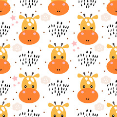 Obraz premium Giraffe seamless pattern, childish print, vector illustration