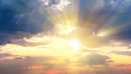 Beautiful summer sunset with a cloudy sky, panorama, banner