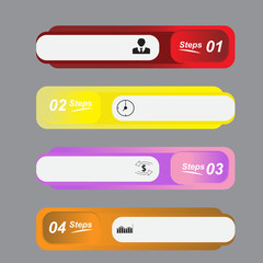 Infographics for 4 positions without text/In the picture infographics on four positions with icons, infographics of red, yellow, violet, orange colors. Infographics for business.