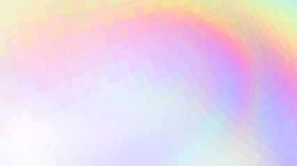 Abstract holographic colors composition with squares. Optical illusion of blur effect. Place for text. Vector EPS10 with transparency. Background for presentation, flyer, poster. Digitally wallpaper.