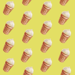 seamless pattern of watercolor ice-cream