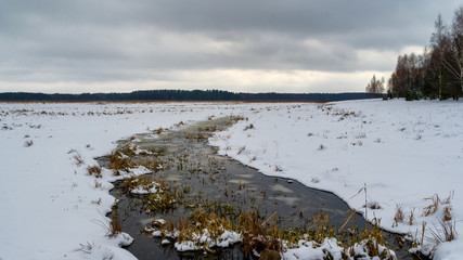 Zima w dolinie Górnej Narwi, Podlasie, Polska © podlaski49