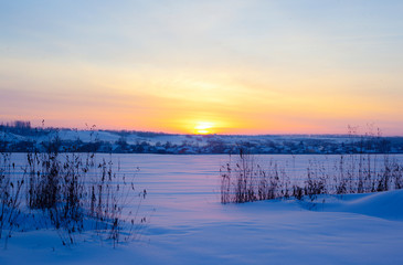 winter dawn,daybreak,winter sunrise
