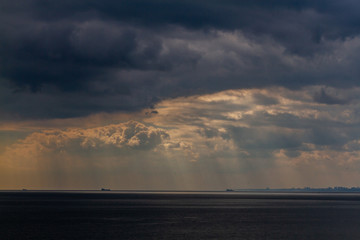 Fototapeta premium summer cloudy sky over the sea