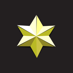 Paper cut star on black background. Vector illustration