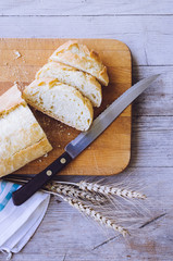 Fresh bread slice cutting knife