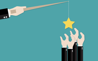 Hand of businessman grabbed a star