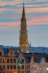 Fototapeta na wymiar Brussels. Town Hall Tower.