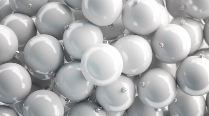 Blank white christmas tree ball with silver mount stack mockup