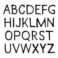 Hand-drawn alphabet. Calligraphy font. Modern brush lettering. Grunge style alphabet.