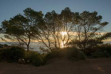 Sunrise by the Mediterranean Sea in Oropesa, Castellon