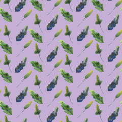 seamless pattern with spring flowers watercolor