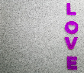 Love message written on the gray background