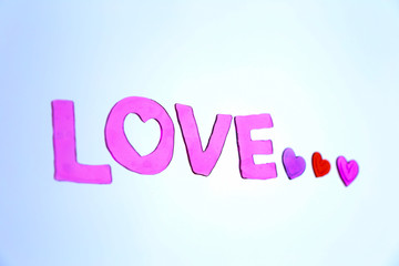 Love message written on the blue and white background