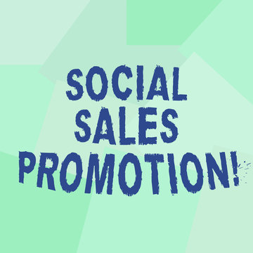 Text sign showing Social Sales Promotion. Conceptual photo provide added value or incentives to consumers online Uneven Geometrical Color Shapes in Flat Random Abstract Pattern photo