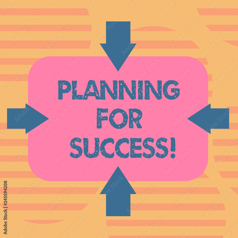 Poster word writing text planning for success. business concept for process of setting goals and key action