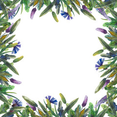 Naklejka premium frame of watercolor wildflowers for decoration