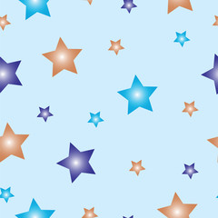 seamless pattern with stars vector - blue theme background texture