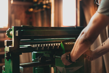 ClOSE UP of Artisan Carpenter Working in his Workshop