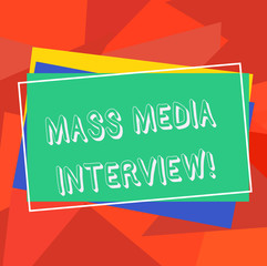 Text sign showing Mass Media Interview. Conceptual photo question and answers for the purpose of broadcast Pile of Blank Rectangular Outlined Different Color Construction Paper