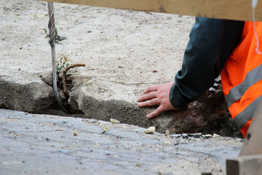 Lowering The Concrete Slab And Creating Duct Protection Of The Water Pipes From Being Damaged During Repair Work. Reportage.