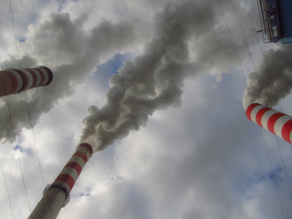 Sky engages covered and from high chimneys smoke