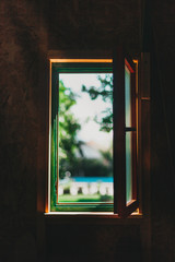 Fototapeta na wymiar Open window in countryside