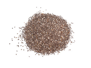 Chia seeds closeup isolated on white background