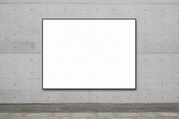 blank billboard on concrete wall with copy space for advertisment , banner mock up   - obrazy, fototapety, plakaty