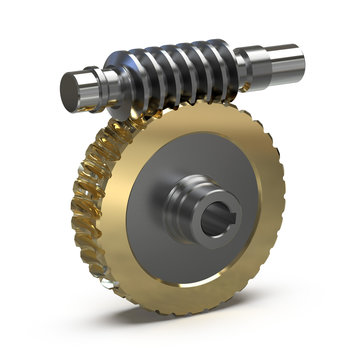Training image of the worm gear assembly, 3d illustration