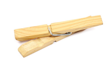 Wooden clothespins, peg isolated on white background
