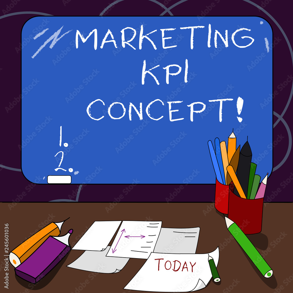 Poster handwriting text marketing kpi concept. concept meaning measure efficiency of campaigns in marketing