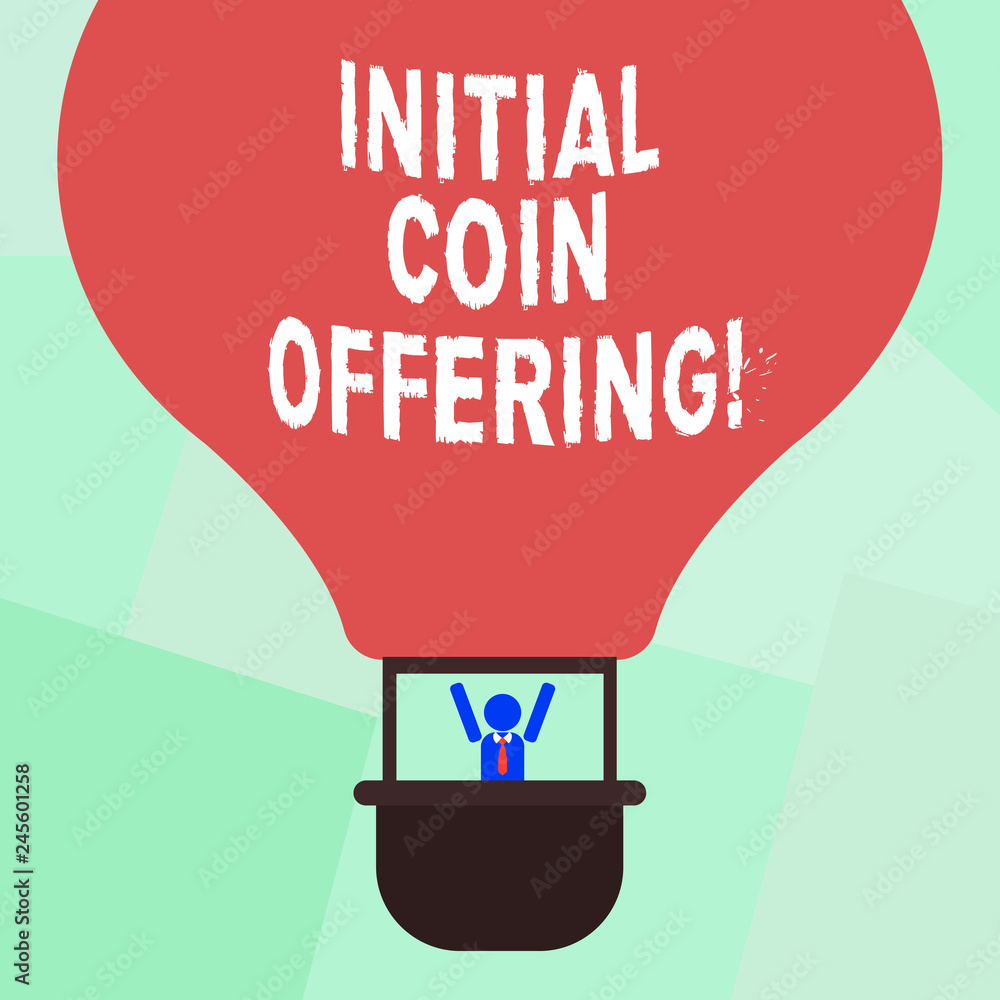 Poster conceptual hand writing showing initial coin offering. business photo showcasing is a type of crowd 