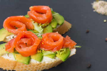 A few sendwiches on the backgraund.