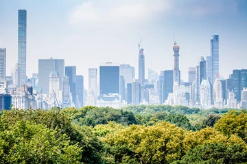 Foto op Plexiglas Futuristic look of Manhattan skyline viewed from Central Park in New York City during sunny summer day © Stefan