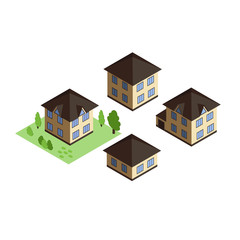 Private houses in isometric projection isolated on white background