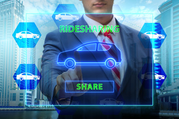 Businessman in carpooling and carsharing concept