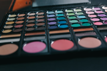 close up. set of shadows for make-up
