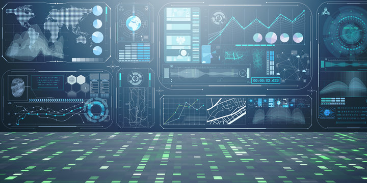 Abstract data room with futuristic design - 3d rendering