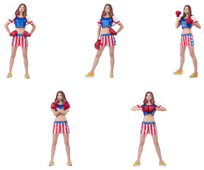 Young female boxer isolated on white 