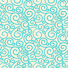 Abstract hand drawn doodle thin line wavy seamless pattern. Curly linear messy background. Vector illustration. 