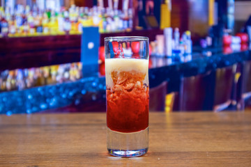 Brain tumor cocktail in shot glass